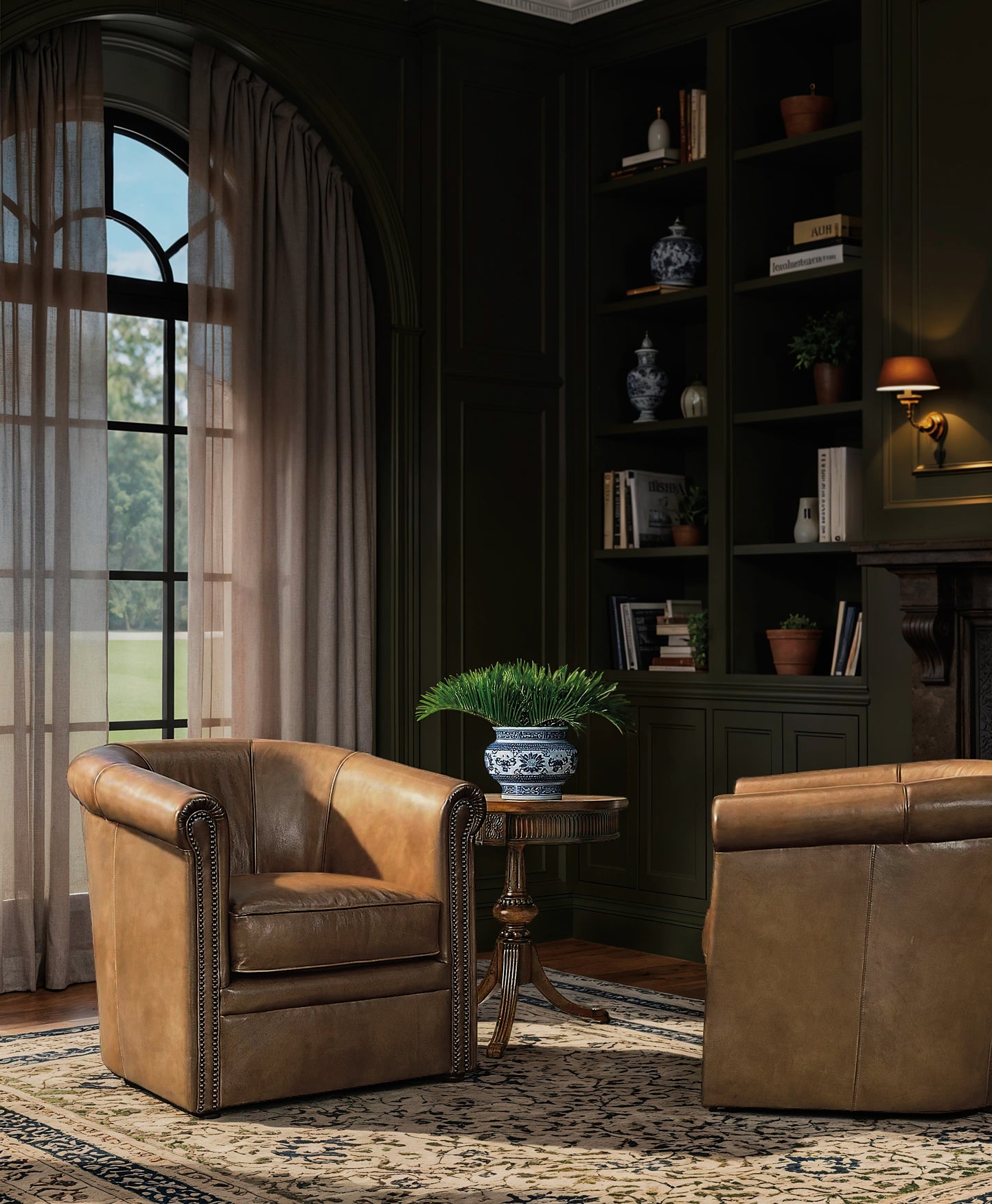 Axton Swivel Leather Club Chair