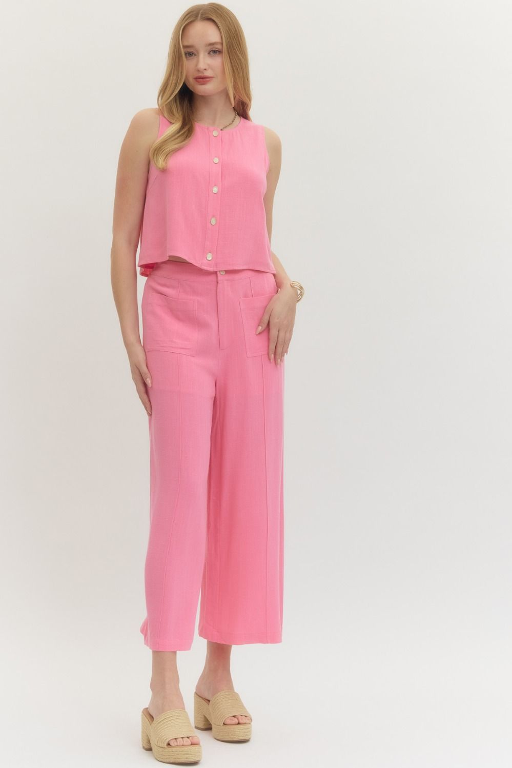 Solid Woven Crop Pants