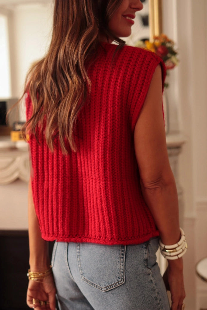 Knit Buttoned Sweater Vest - Medium