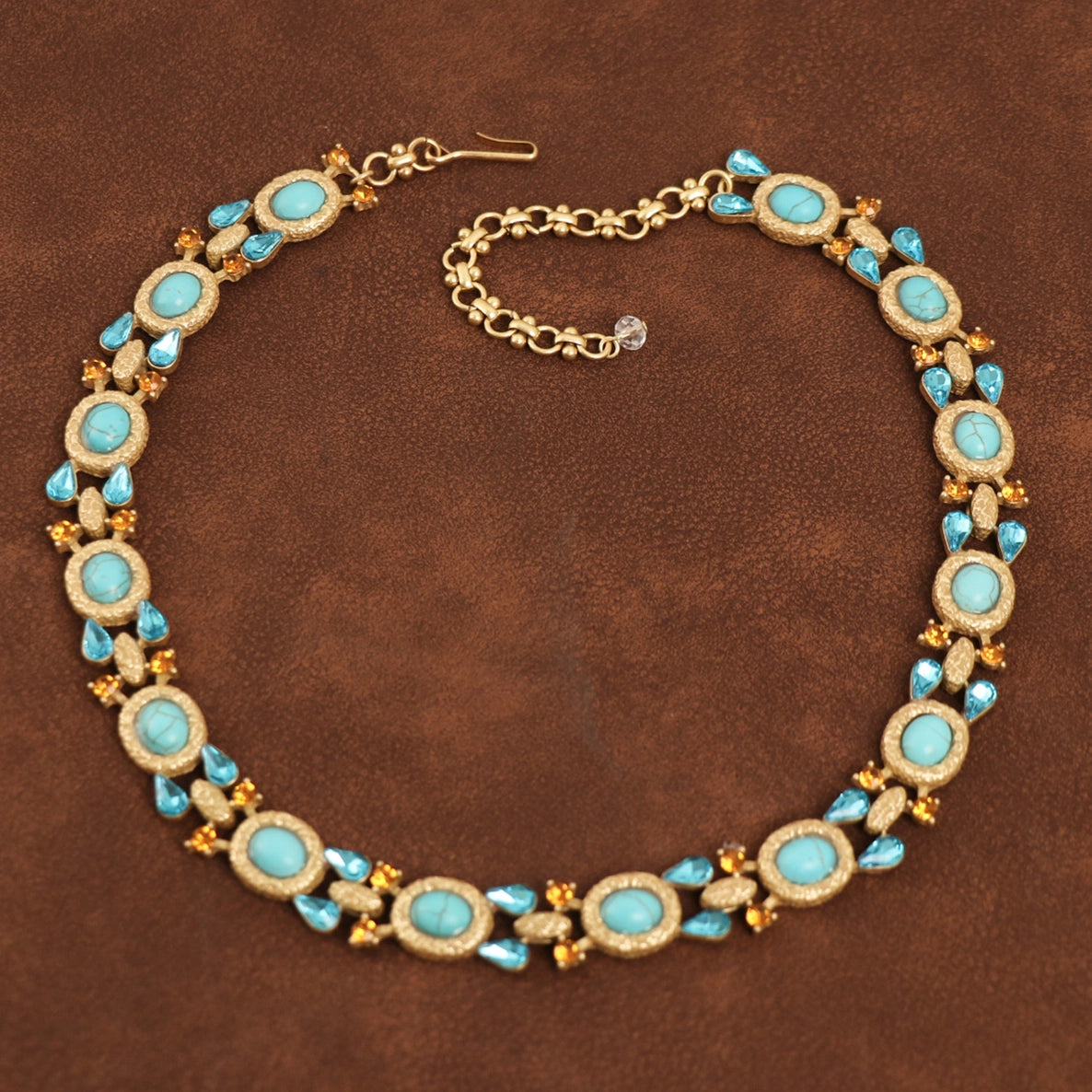 Turquoise, Blue Crystals Necklace