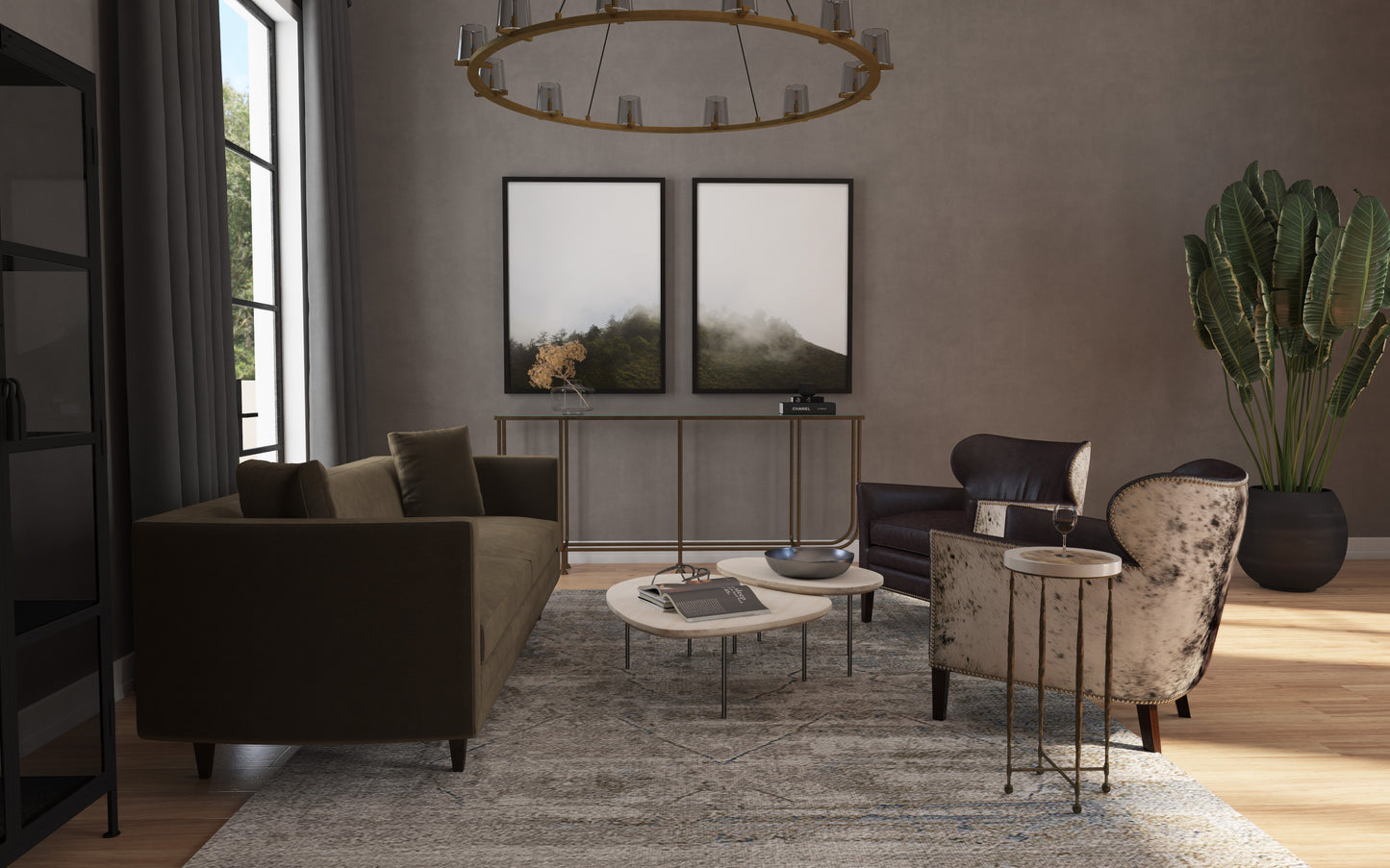 Kato Leather Club Chair with Salt Pepper HOH