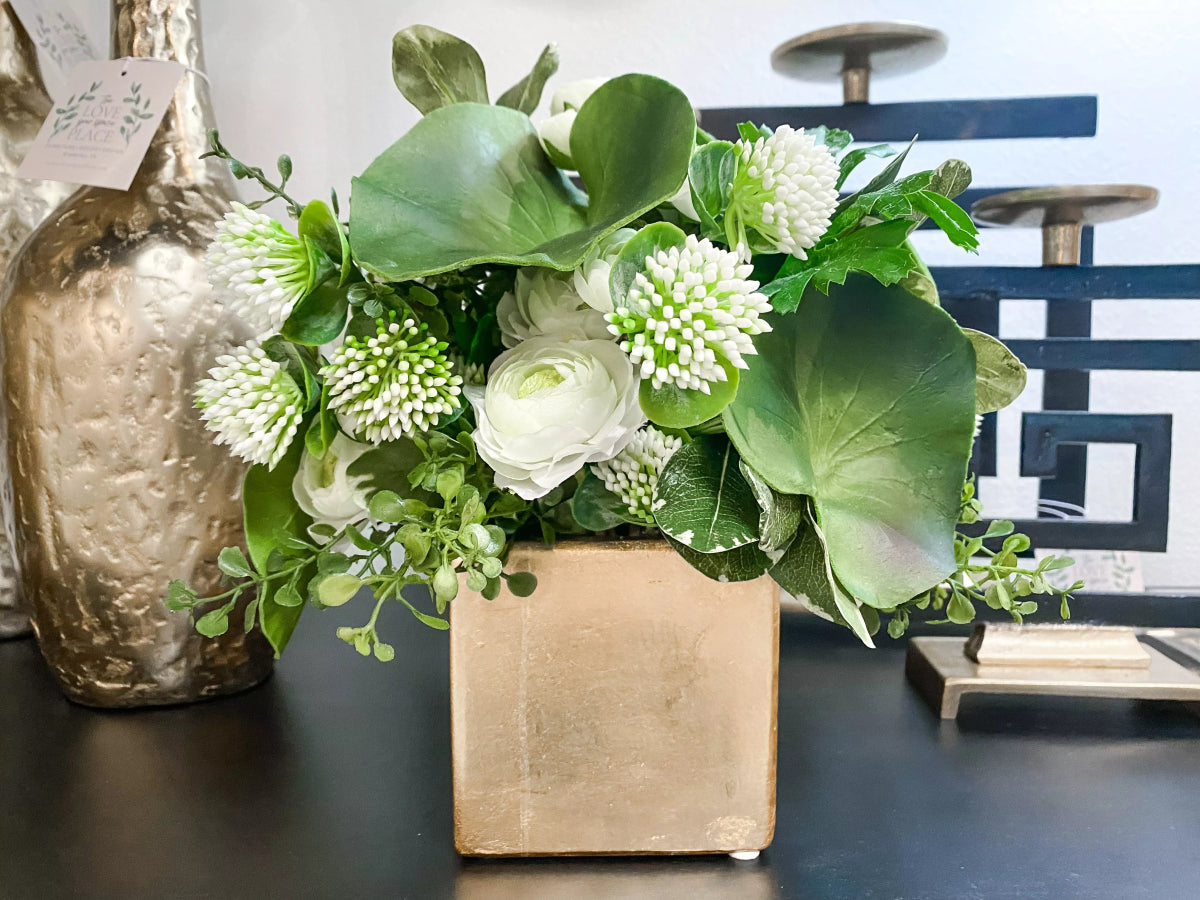 Custom Floral Small Ranunculus, Lotus Leaf, Pittosporum