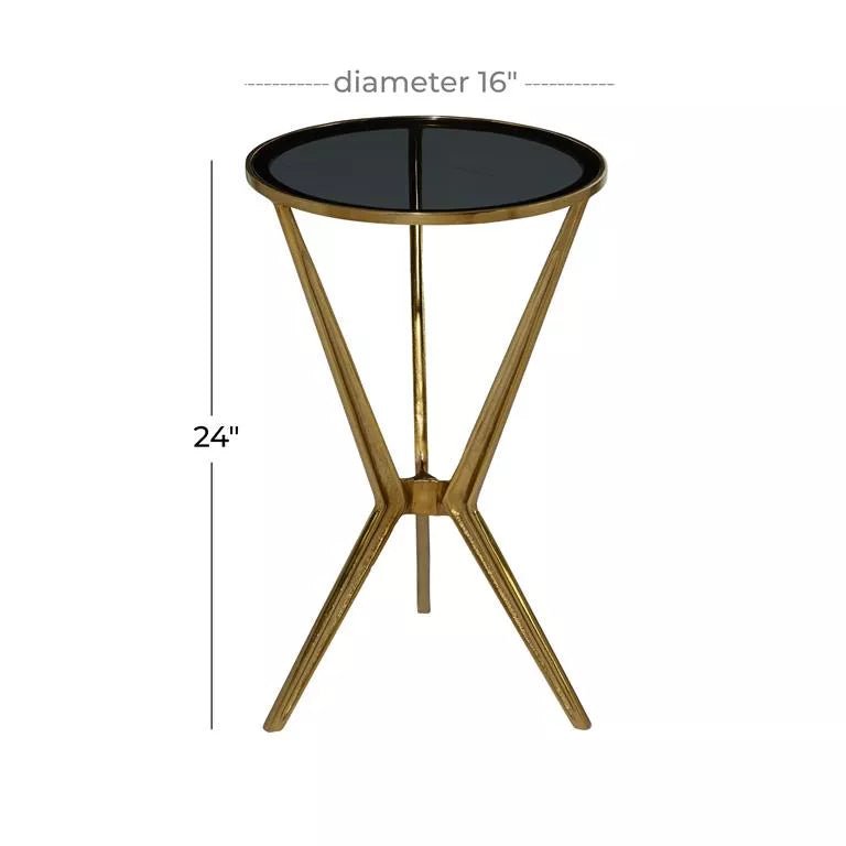 Gold Aluminum Accent Table with Shaded Glass Top