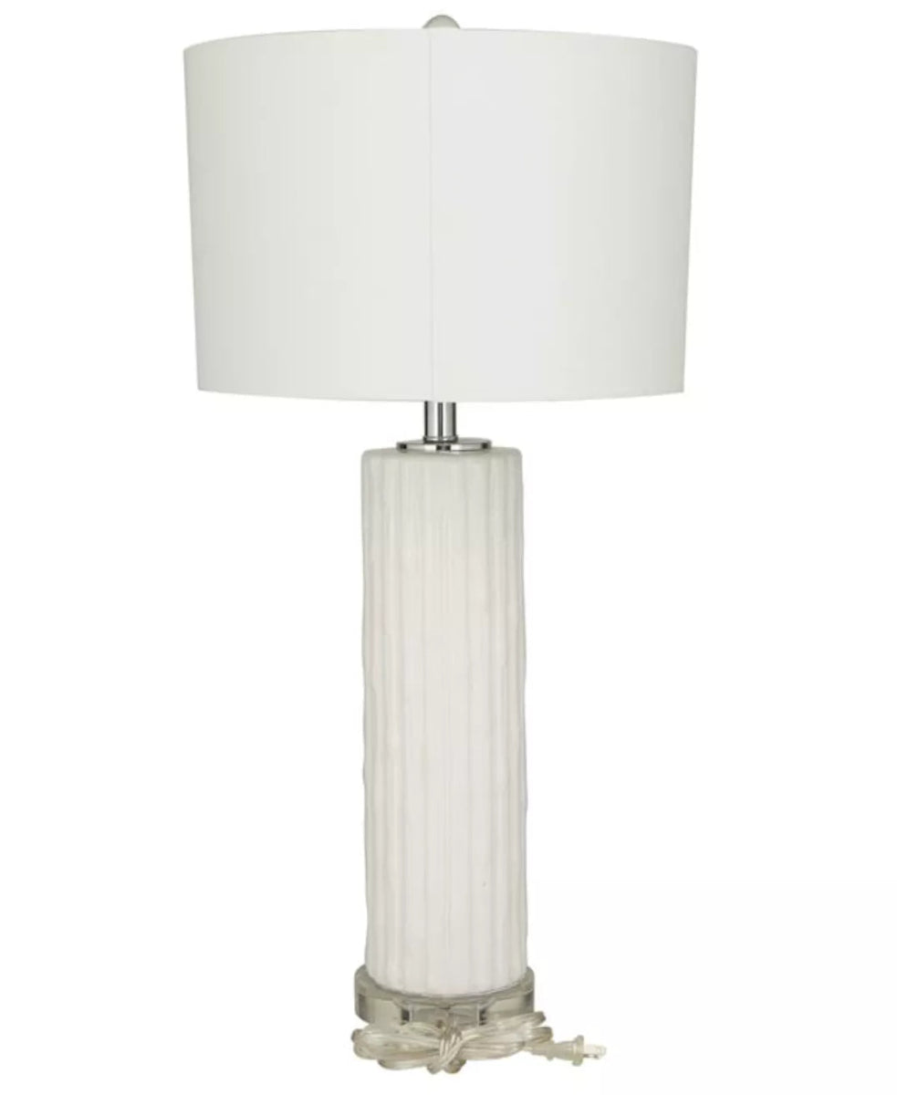 White Ceramic Table Lamp with Drum Shade