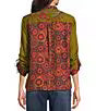 John Mark Woven Wired Collar Print Top