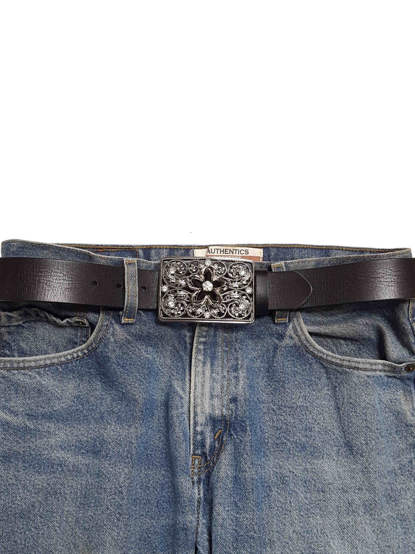 Western Crystal Flower Belt Buckle