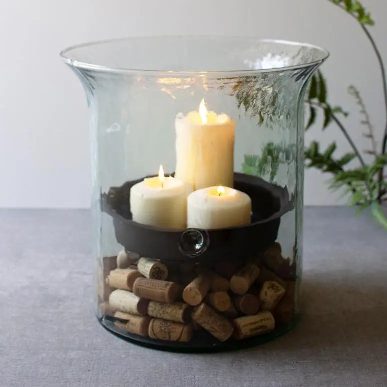 Giant Glass Candle Cylinder with Rustic Insert