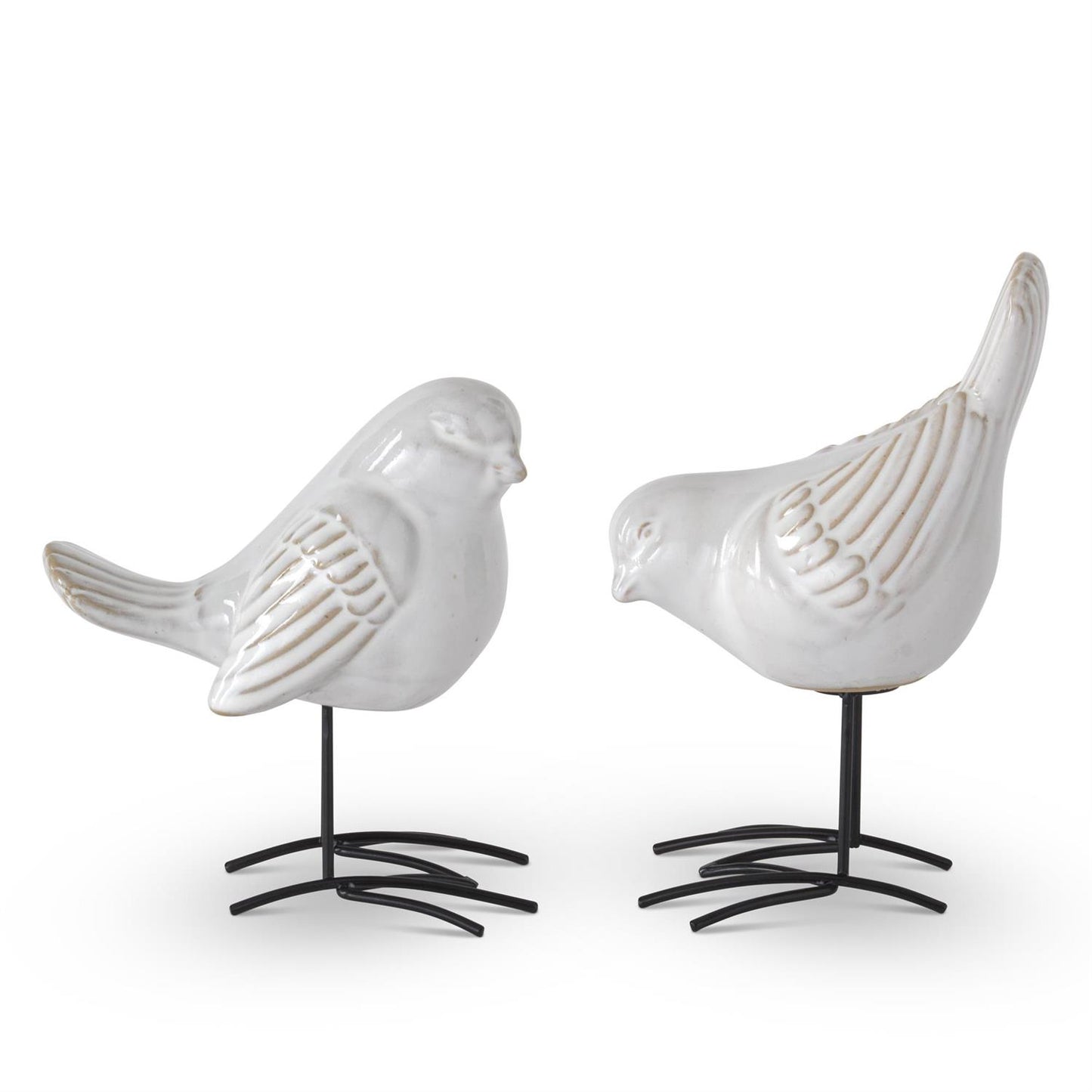 White Ceramic Birds Set of 2