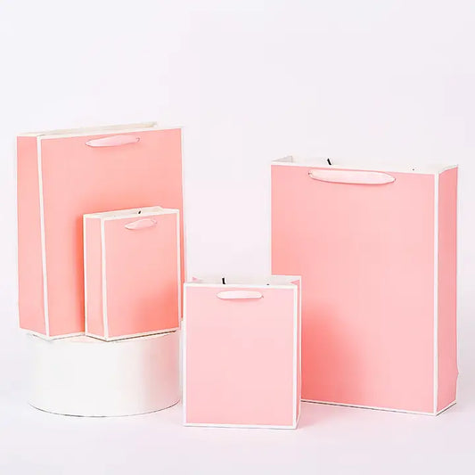 Pink with White Border Paper Gift Bag