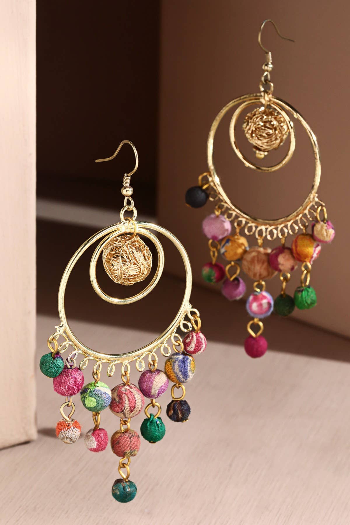 Handmade Marionette Layered Circular Earrings