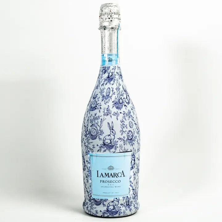 Blue Easter Bunny Toile Bottle Wrap