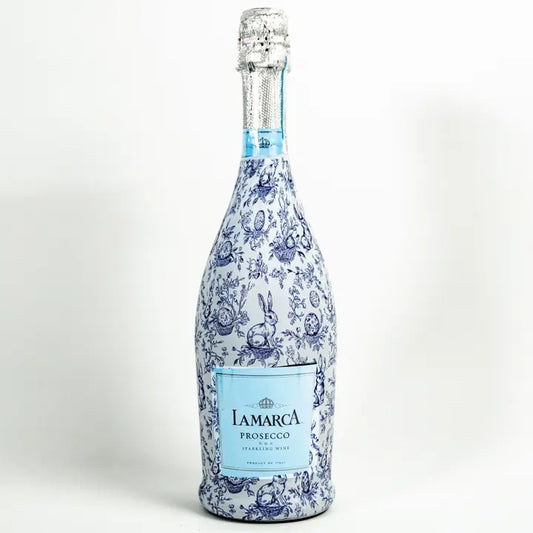 Blue Easter Bunny Toile Bottle Wrap