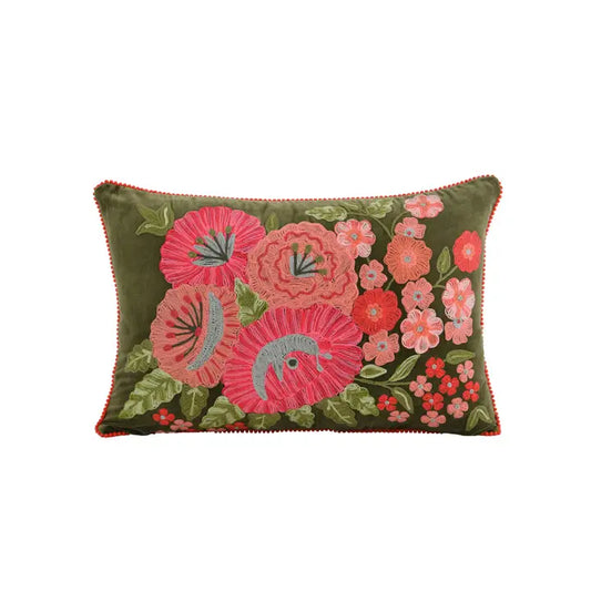 Floral Pillow W Crochet Flower