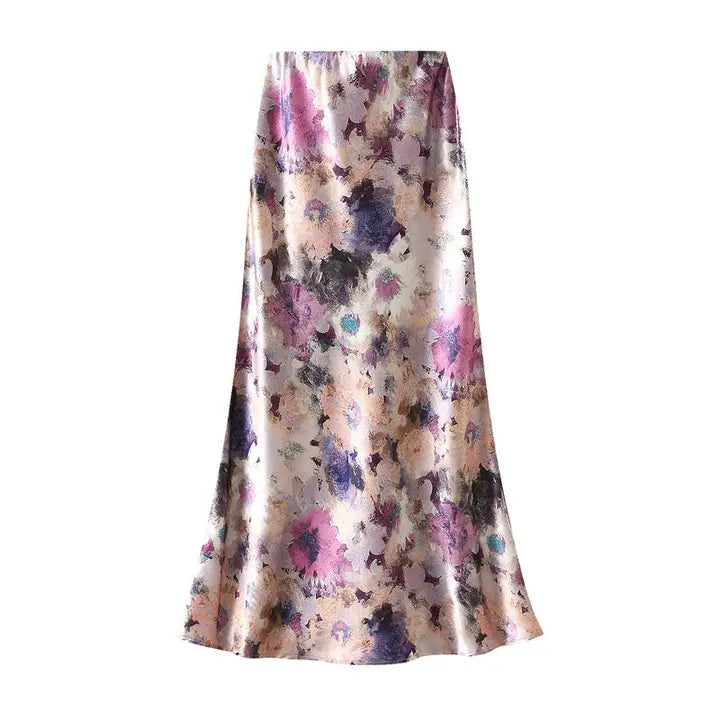 Watercolor High Waist Maxi Skirt - One Size