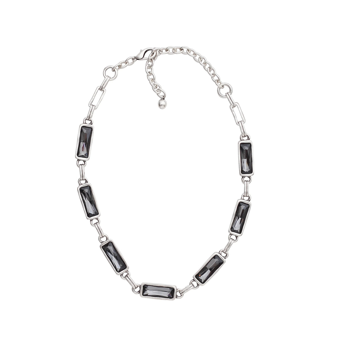 Chanour Handmade Smoky Crystal Pewter Necklace