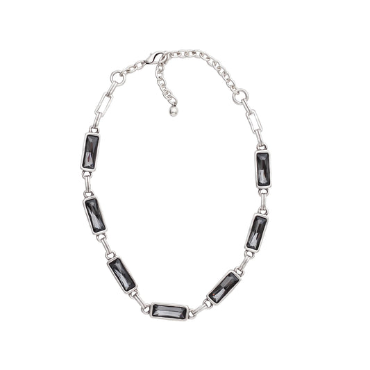 Chanour Smoky Crystal Pewter Necklace