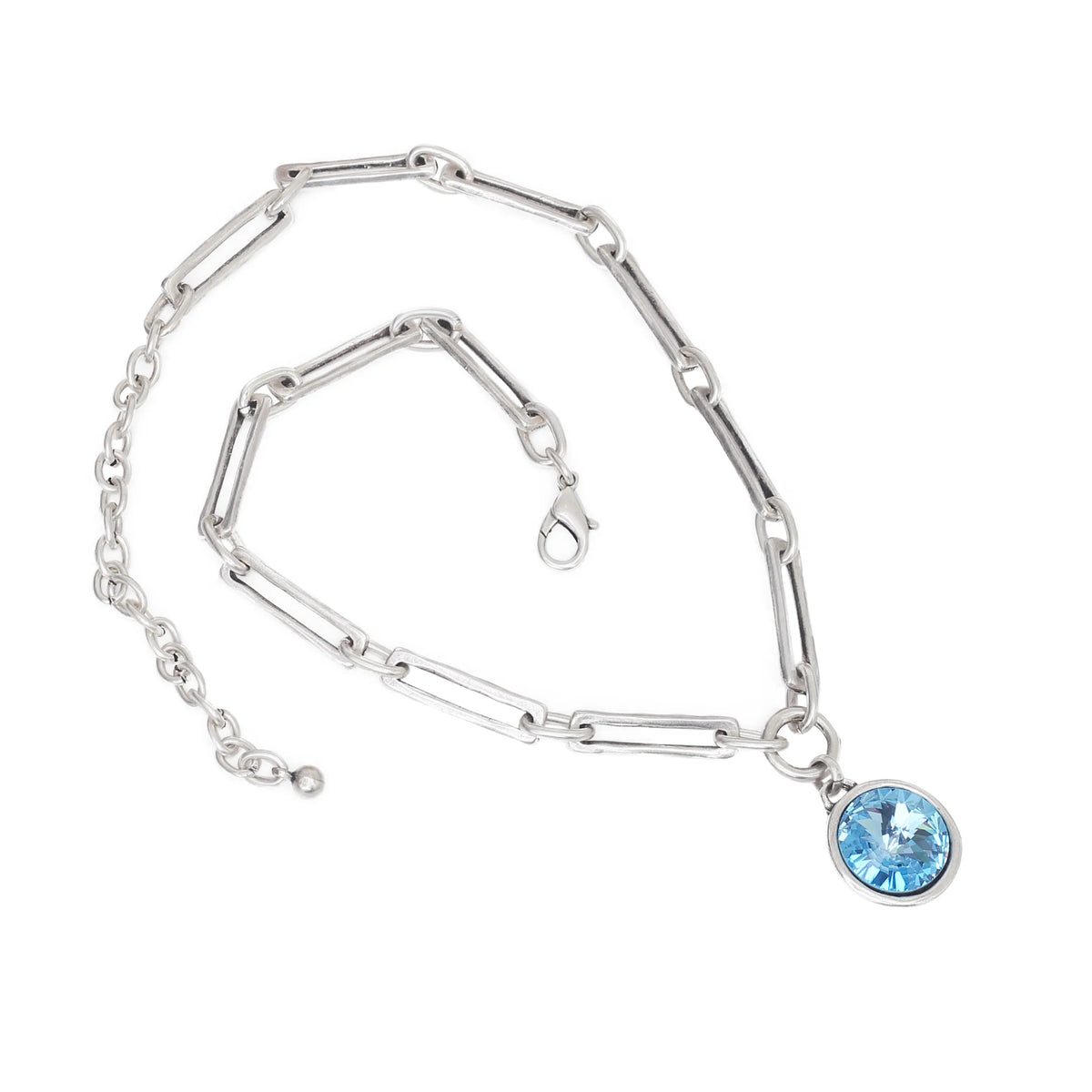 Chanour Handmade Blue World Crystal Pewter Necklace