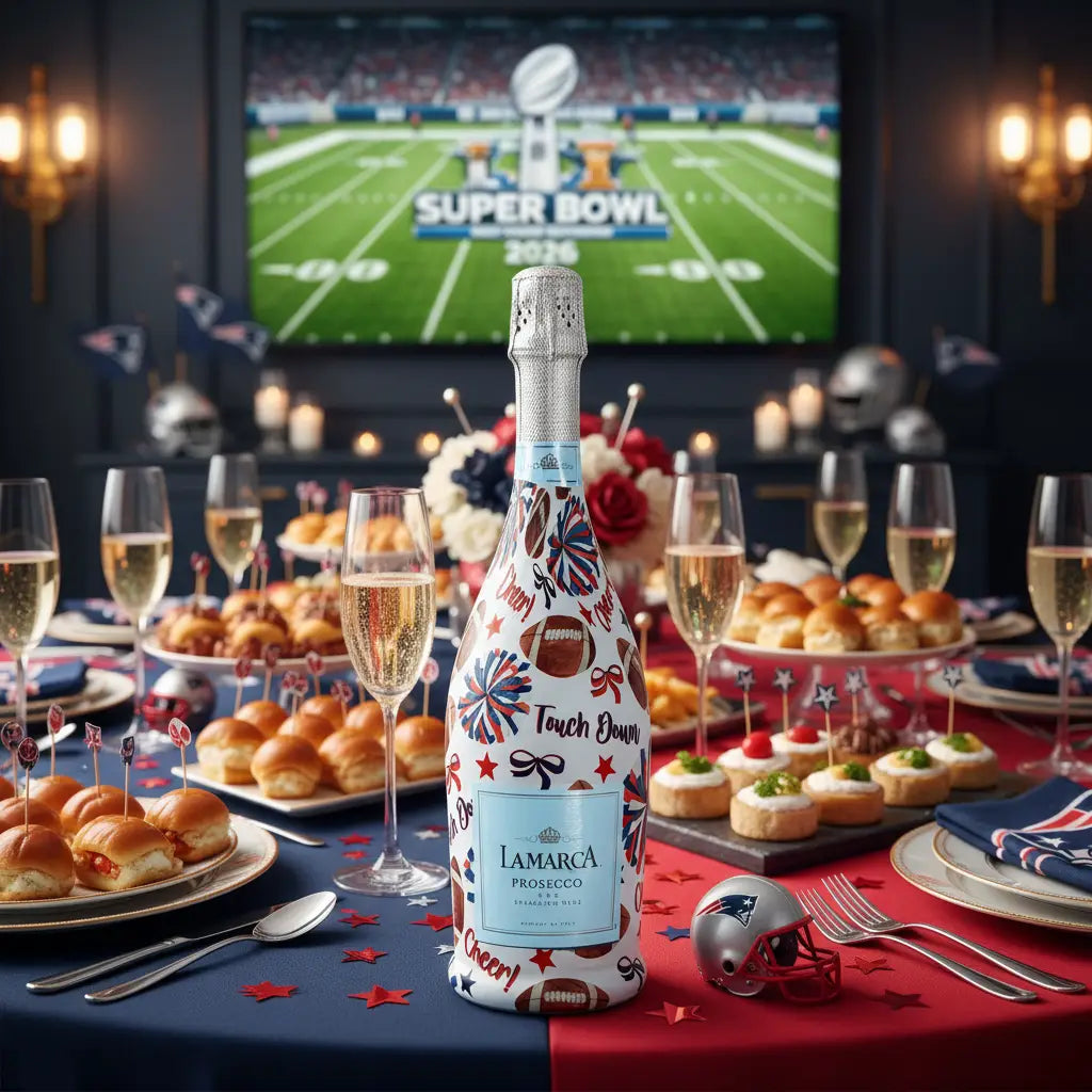 Red & Navy Game Day Prosecco Bottle Wrap