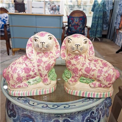 Staffordshire Pink Bunnies Set of 2