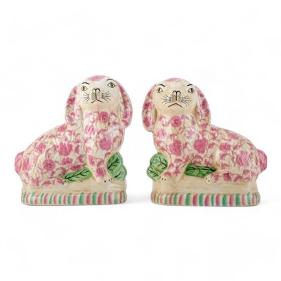 Staffordshire Pink Bunnies Set of 2