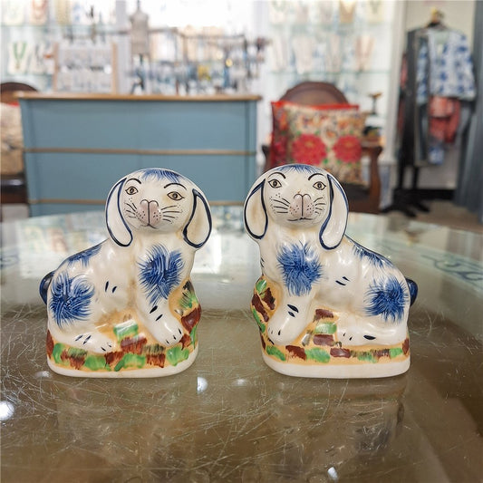Staffordshire Blue Bunnies Set of 2