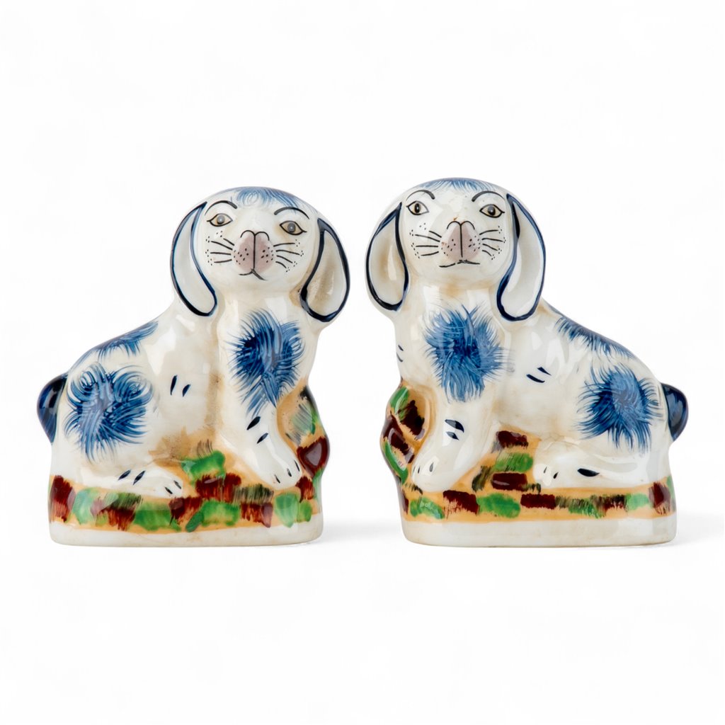 Staffordshire Blue Bunnies Set of 2