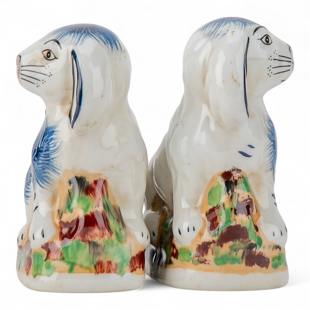 Staffordshire Blue Bunnies Set of 2