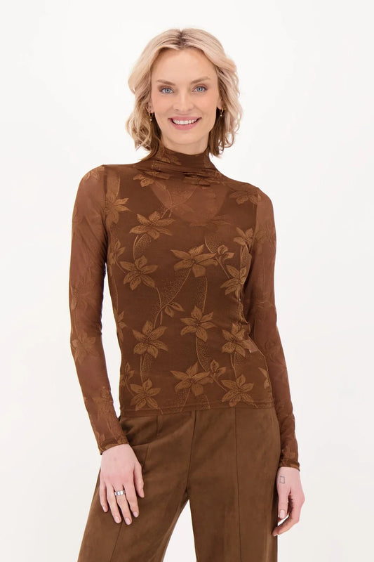 Spanner Bronze Floral Lace Top