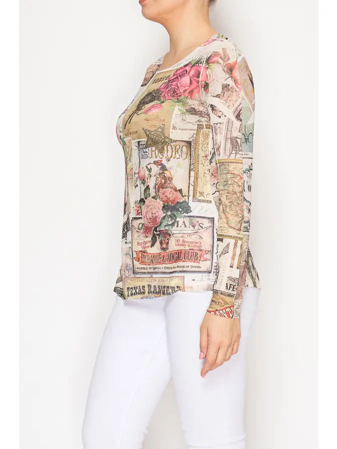 Origami Sparkly Mesh Top Rose West
