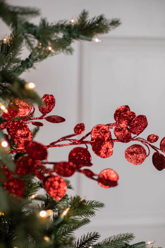 25" Red Dogwood Glitter Pick