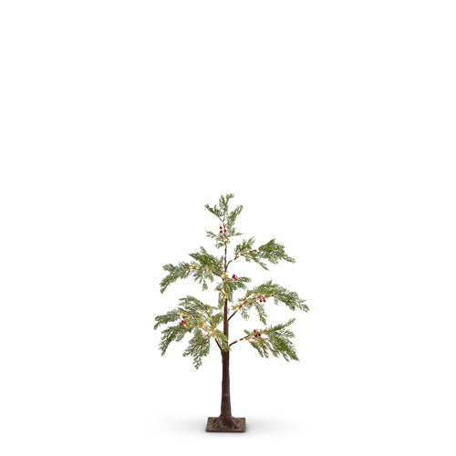 3.5' FROSTED BERRY CEDAR LIGHTED TREE