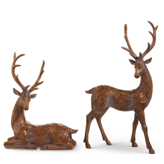 18.5" Wood Look Deer Set of 2