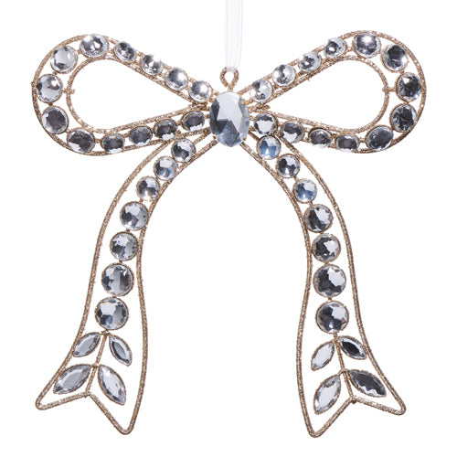 7.25" CLEAR JEWELED BOW ORNAMENT