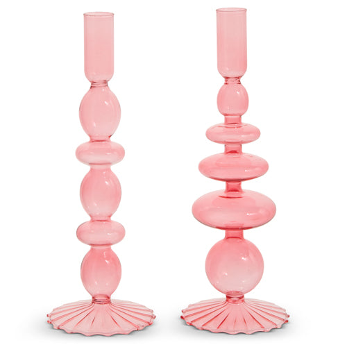 Pair Pink Candle Sticks