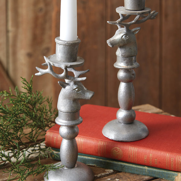 Reindeer Taper Candle Holders Set of 2