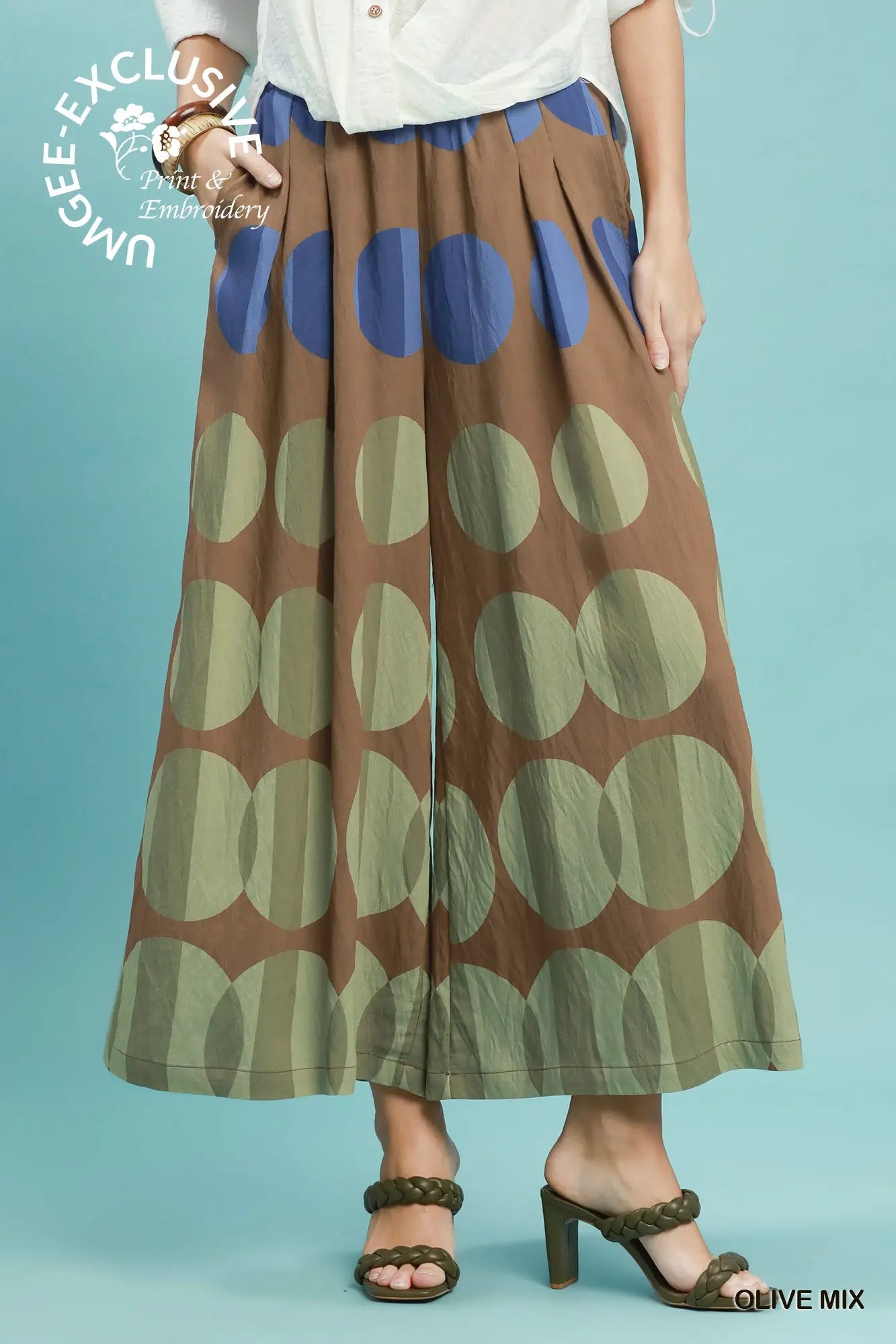 Oversized Dot Print Wide Leg Pants