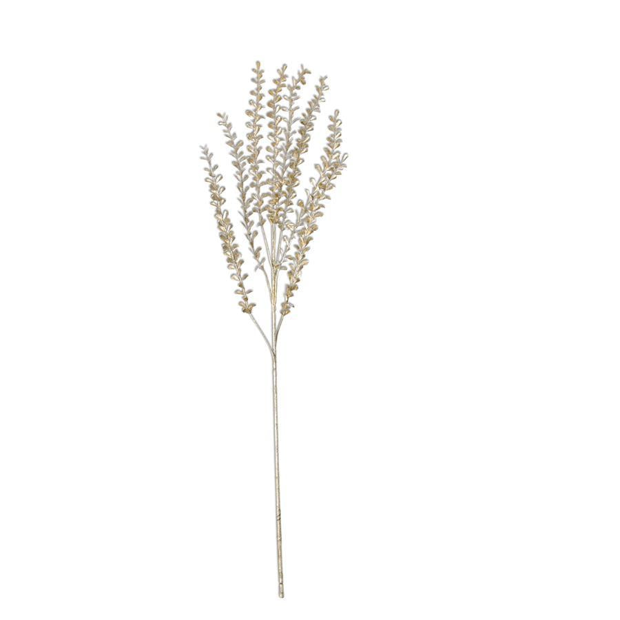 31" Champagne Glittered Stem w/Mini Teardrop Leaves