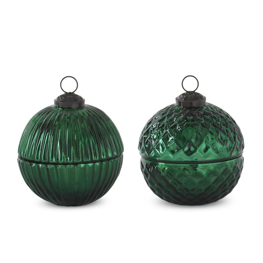Mercury Glass Green Ornament Candle