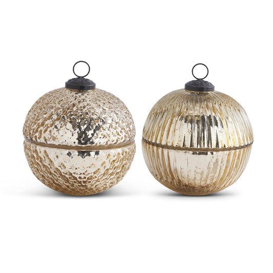 Mercury Glass Gold Ornament Candle