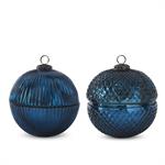 Mercury Glass Blue Ornament Candle