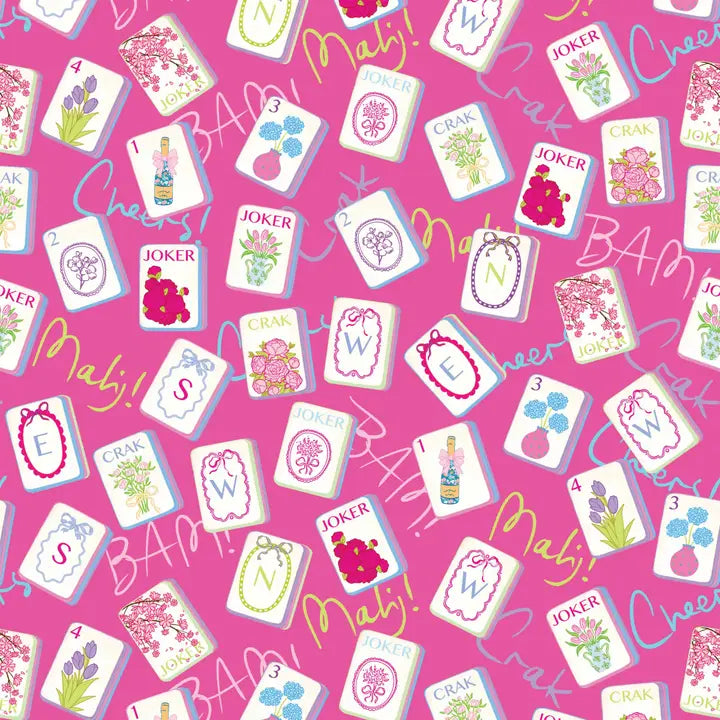 Pink Mahjong Champagne Bottle Wrap
