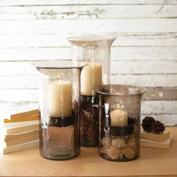 Glass Candle Cylinder With Rustic Insert