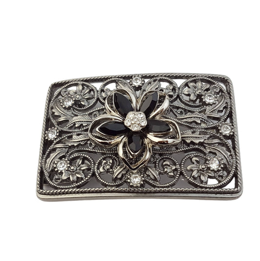 Western Crystal Flower Belt Buckle