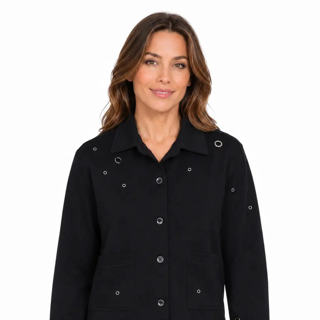 Lior Classic Knit Jacket with Silver Grommets