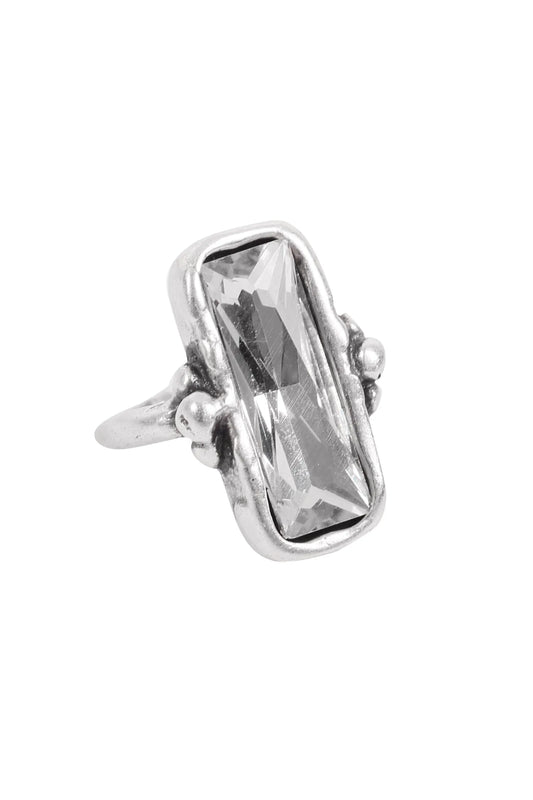Chanour Rectangular Clear Crystal Ring