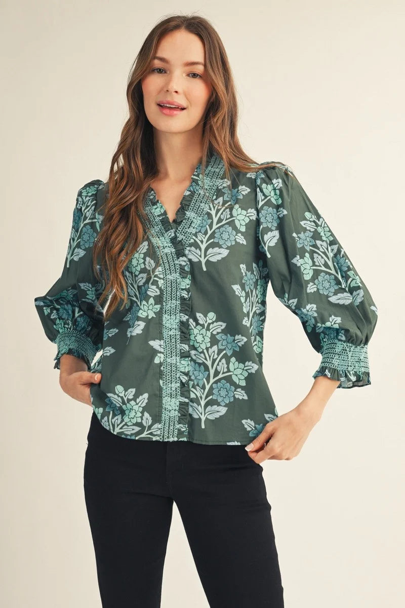 JODIFL Embroidered Floral Top