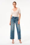 Mid Rise Embroidered Wide Leg Jeans