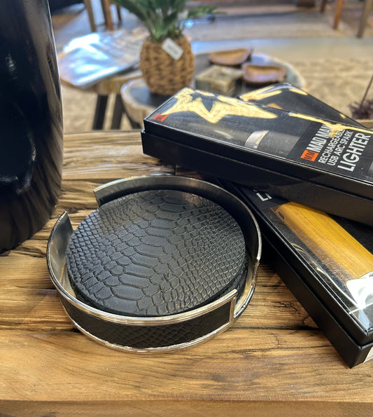 Black Leather Coasters