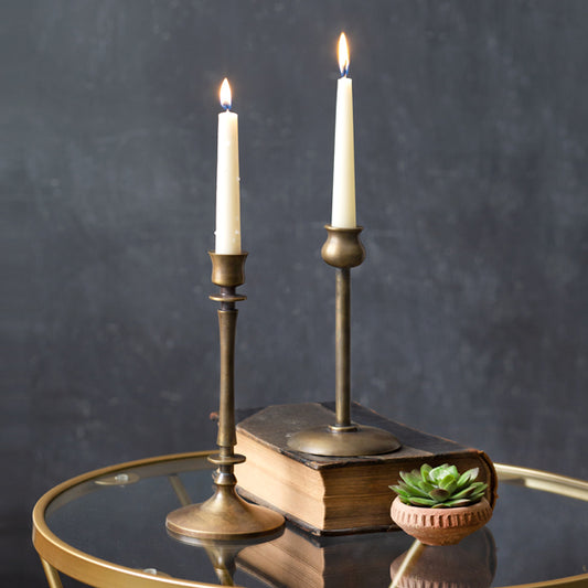 Brass Finish Taper Candle Holders Set of 2