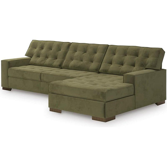 Cassy Green Tufted Sectional with Chaise